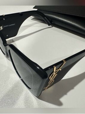Saint Laurent Black Sunglasses with Gold YSL Accent